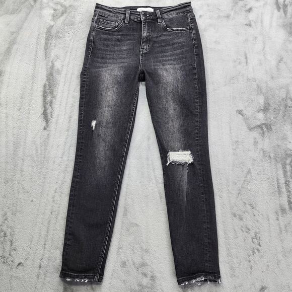 Flying Monkey Jeans Womens 27 Black Faded Distressed High Rise Skinny Stretch - Picture 1 of 15